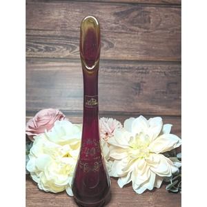 VINTAGE VIKING RUBY AMBERINA GLASS 10.5” STRETCH VASE W/ STICKER